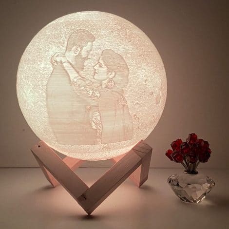 Customizable TESSERACT 3D Moon Lamp: Perfect gift for special occasions with remote control and adjustable brightness options.