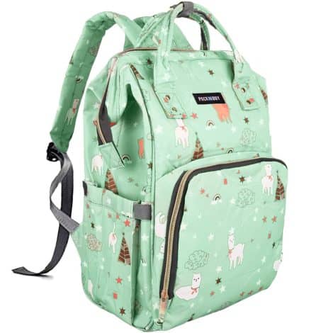 Spacious and green PACKNBUY Diaper Bag for mothers on the go, perfect for travel with a baby.