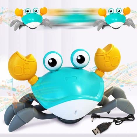 Wembley Baby Toys presents a rechargeable Crawling Crab Toy for Indian babies, perfect for tummy time, dancing, and musical fun!