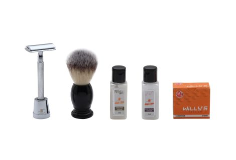 Pearl Men’s Deluxe Shaving Kit – Smooth Shave Razor Set with Stand, Brush, Balm, and Blades, Perfect Gift.