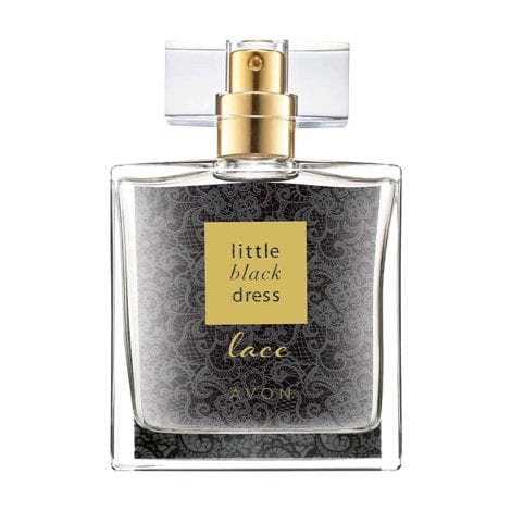 Avon’s Tiny Black Dress Lace Perfume: Captivating floral scent for women, perfect for travel, 50ml size.