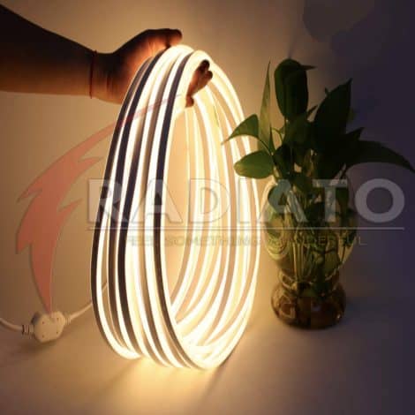 Waterproof, flexible LED rope lights in warm white for Diwali, Christmas, and home decoration. Includes power adaptor.