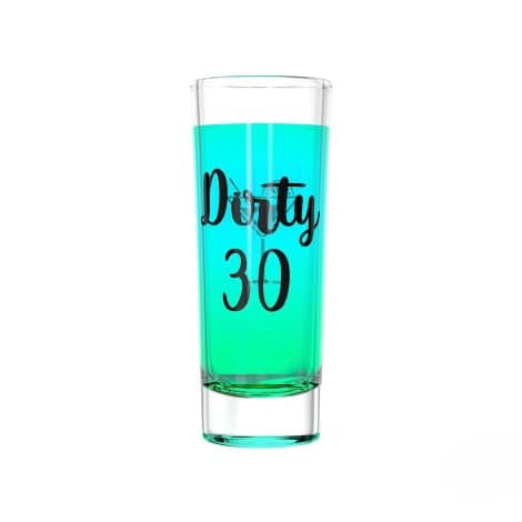 Funny colored shot glass from Greenline Goods to celebrate your 30th birthday, perfect gift for Indians!