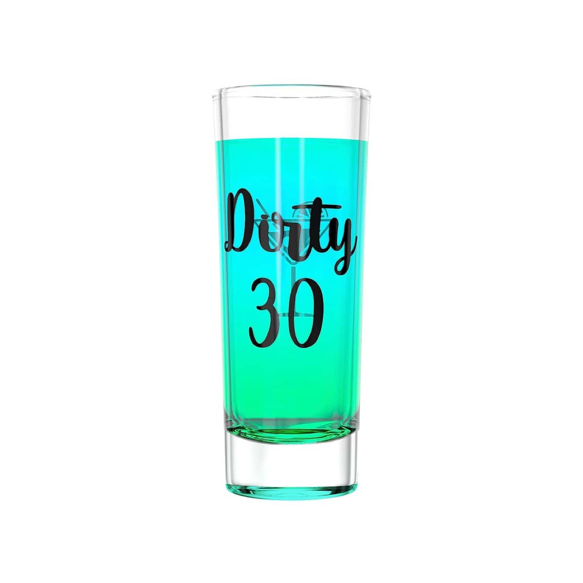 Greenline Goods Shot Glass – 30th Birthday Gift - Dirty 30 Toasting Glass Funny Present to Celebrate Thirty (1 Glass) – Funny Colored Shot Glass