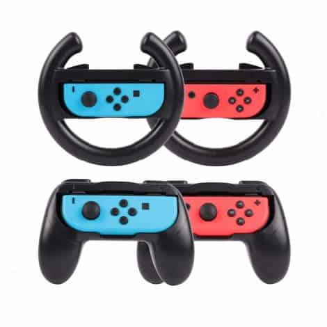 Comfortable Racing Wheel Set for Nintendo Switch – Perfect for Mario Kart & Family Parties.