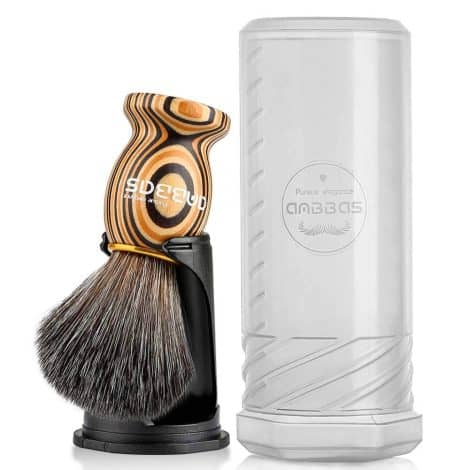 Anbbas 3IN1 Shaving Kit for Men Wet Shave, with Faux Badger Brush, Travel Case & Wooden Handle.
