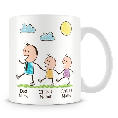 Customizable Daddy Mug with 2 Children – Add names – Perfect gift for Indian fathers.