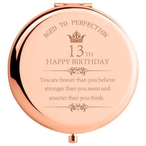 “Unique birthday gift ideas for your daughter, sister, or niece: Bravery-inspired makeup compact mirror for 13-year-old girls.”