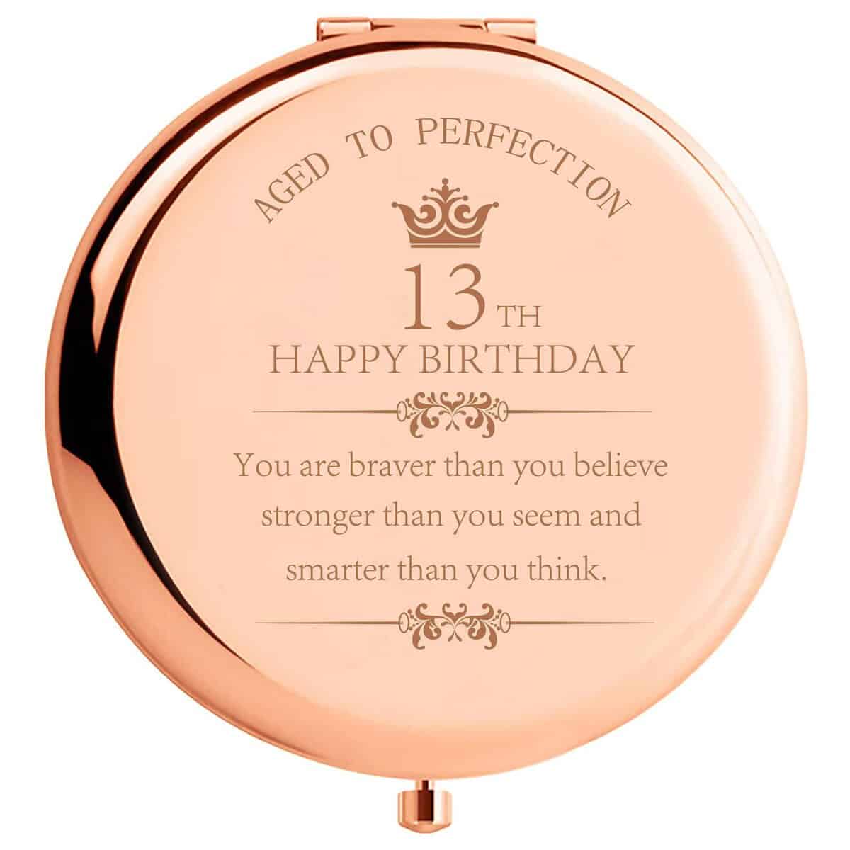 13th Birthday Gift for Girls You are Braver Than You Believe Teenage Girl Gifts for 13 Year Old Girl Makeup Compact Mirror Inspirational Unique Birthday Gift Ideas for Daughter Sister Niece