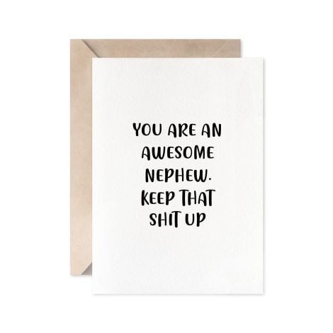 Hilarious Card for Nephew, Special Gift from Uncle/Aunt for Christmas, Birthday, or Graduation! (15 words)
