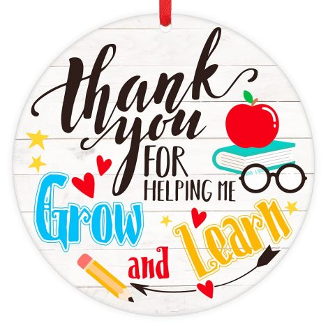 FaCraft Teacher Gift Set, Express Your Gratitude with “Thank You for Helping me Grow” Ornament, ideal for Indian Teachers.