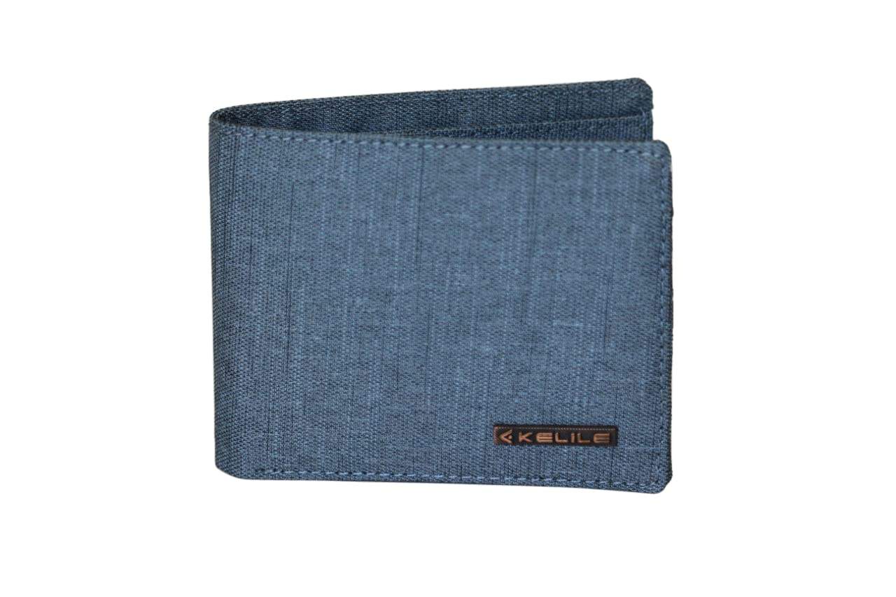 Kelile India RFID Protected Wallet for Men Light Blue Khadi Polyester Fabric Water Resistance - (No Leather)