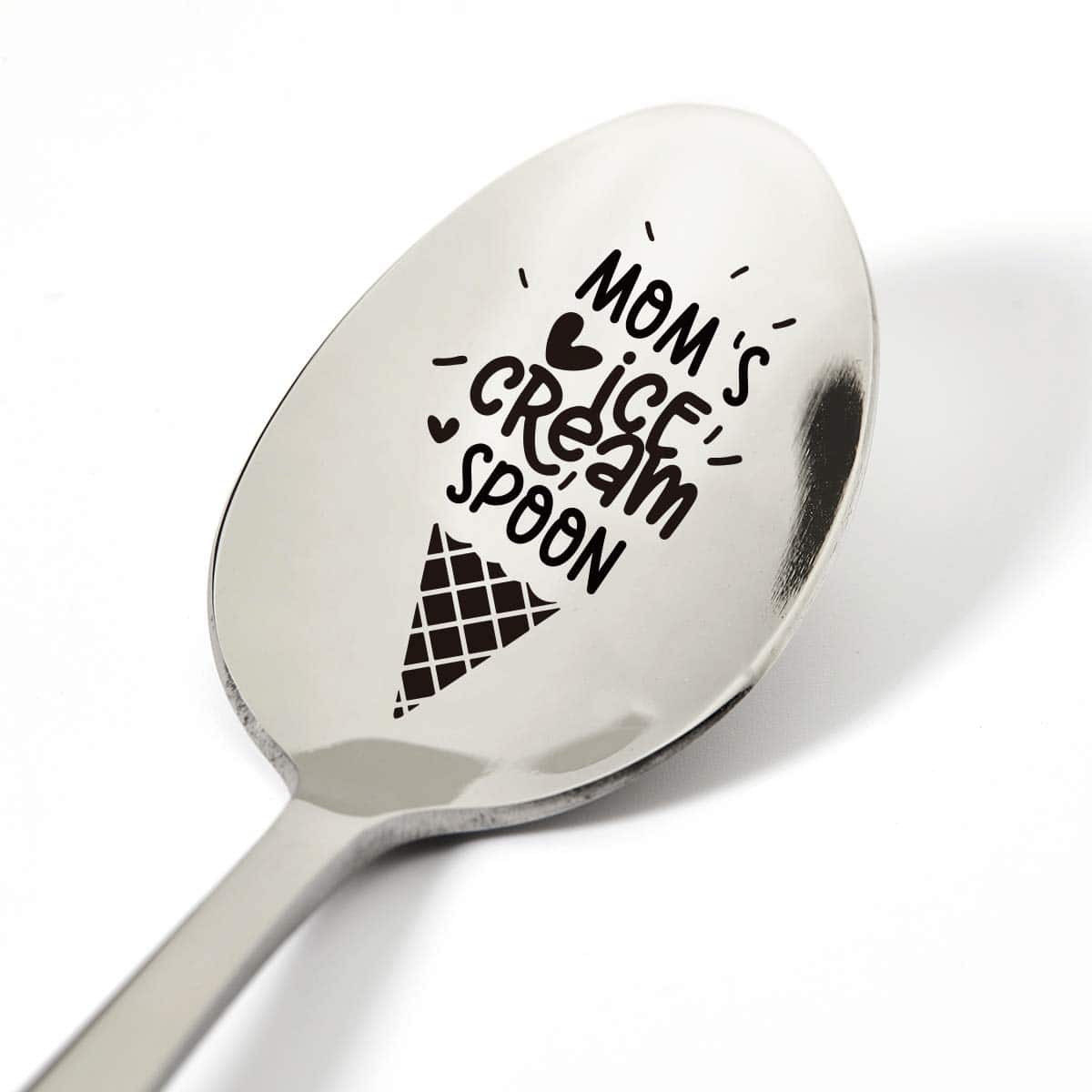 Mom Gifts from Daughter Son, Funny Mom's Ice Cream Spoon Engraved Stainless Steel, Ice Cream Lovers Gifts for Women, Best Birthday Valentine Mother's Day Christmas Gift