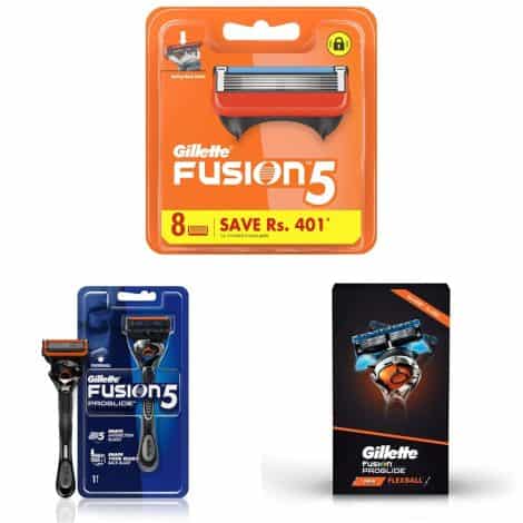 Gillette Fusion Manually Operated Blades for Men – Pack of 8 & Fusion Proglide Men’s Razor for a Flawless Shave and Beard Styling – Gift Pack with Flexball Technology and 4 Extra Cartridges.
