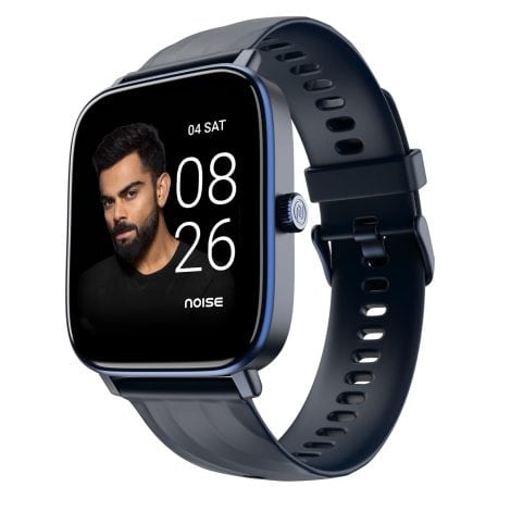 Introducing the Noise Smart Watch in Space Blue, featuring a 1.81″ display, Bluetooth calling, AI voice assistant, long battery life, metallic build, in-built games, 100 sports modes, and 100+ watch faces.