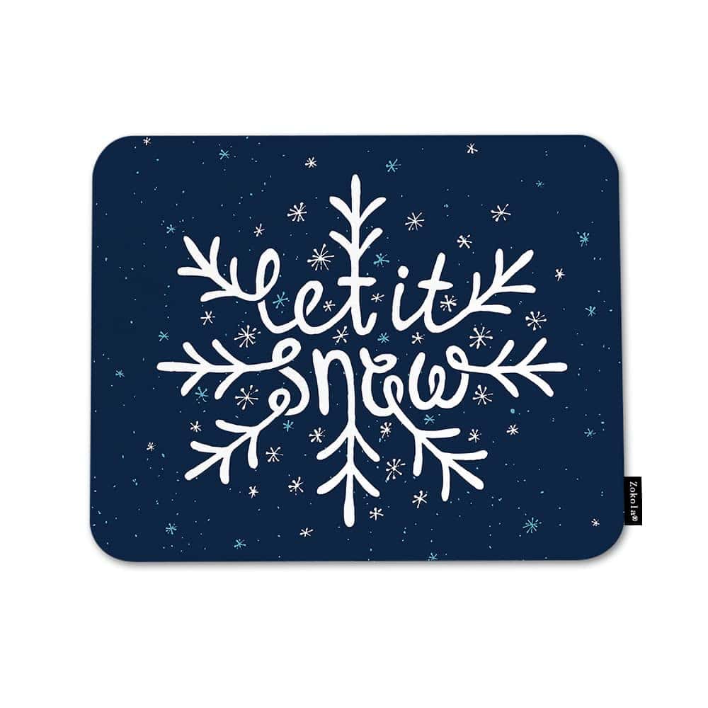 Beabes Let It Snow Lettering Comfortable Mouse Pads Winter Snowflakes Inspiration Quote Non-Slip Rubber Base Mouse Mats for Computers Laptop Mouse for Men Women Boys Girls 9.5X7.9 Inch