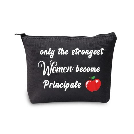 Appreciation Gifts for School Principal – MBMSO Principal Makeup Bag: Strong Women Inspire! (black, medium size)