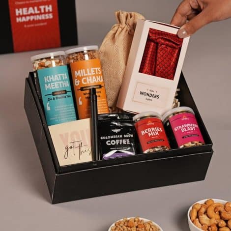 Omay Foods Wonderful Delights Variety Box I Wholesome & Tasty Gift I Snacks, Dry-fruits, Tea I Perfect for Celebrations