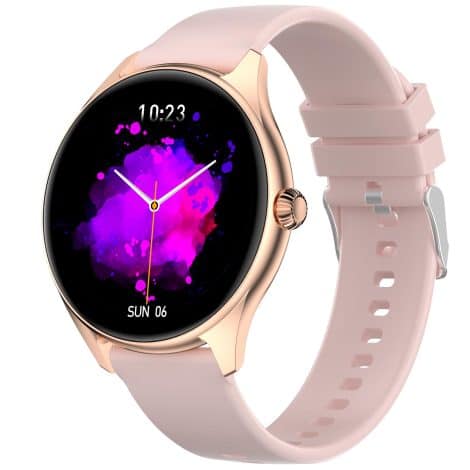 Fire-Boltt Phoenix AMOLED 1.43″ smartwatch with bright display, stylish design, various sports modes, and health monitoring features. (Gold)