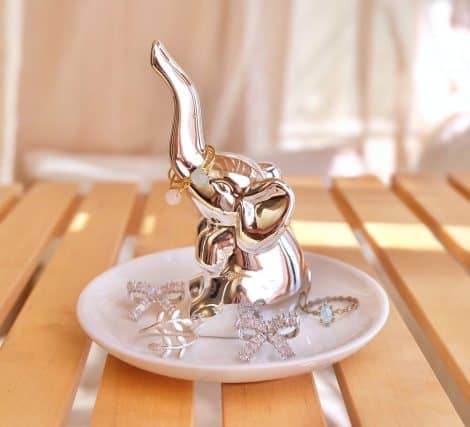 Silver Elephant Jewelry Dish – Perfect Gift for Girls and Women on Christmas or Birthdays.