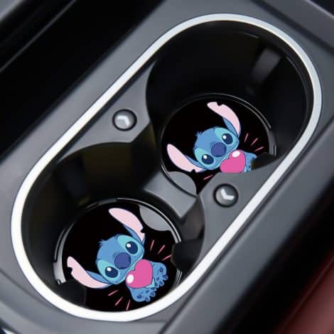 DZ640 Car Cupholder Coaster 2 Pack – Stylish, Funny Cartoon Design, Black Rubber Decal for Your Car’s Cup Holder. Perfect Gift for Women and Men.