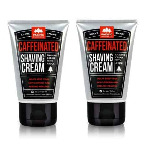 2 packs of energizing shaving cream by Pacific Shaving Company, enriched with caffeine. Ideal for Indian consumers.