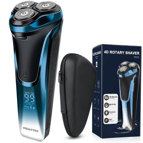 Improved electric shaver for men with LCD display, sideburn trimmer, and wet/dry capabilities, perfect for Indian travelers.