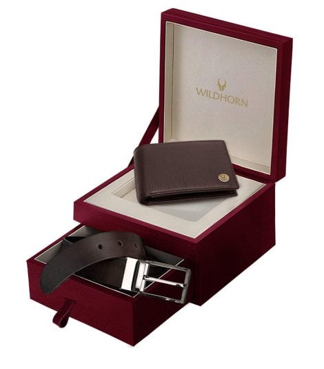 WildHorn Men’s Classic Leather Wallet and Belt Set (Brown) – Perfectly crafted essentials for Indian gentlemen.