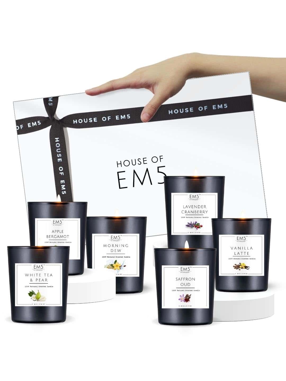 EM5™ Gift Set of 6 Scented Candles | Gift Set for Men and Women | Smoke Free Clean Burning Perfume Aroma Candles | Gift Pack for Him and Her