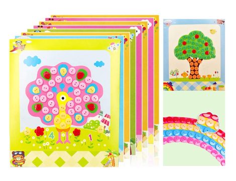 Ahua Mosaic Sticker Art Kits: Fun button art toys for Indian kids, a perfect early education gift.