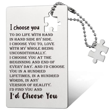 Engraved Wallet Insert Card with Romantic Design, Perfect Anniversary or Birthday Gift for your Spouse.