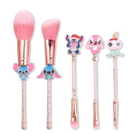 Stellar Baby Make-up Brushes – 5Pcs Cute Stitch Theme Cosmetic Brushes, High-quality Synthetic Foundation Eyeshades Brush Set, Perfect Gift for Young Girls and Women.