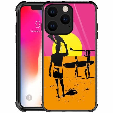 CARLOCA iPhone 14 Pro Max Case with Vibrant Sunset Beach Surf Design, Perfect for Indian iPhone users.