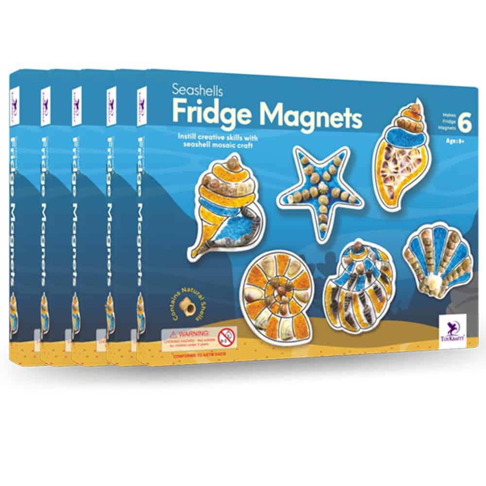 ToyKraft: Shell Fridge Magnets, Art and Craft Kit for Kids, Fun & Learning Activity Games, Creative & DIY Toys, Kids Activity for 7 Years & Above, Birthday Return Gifts for Kids (Pack of 5)