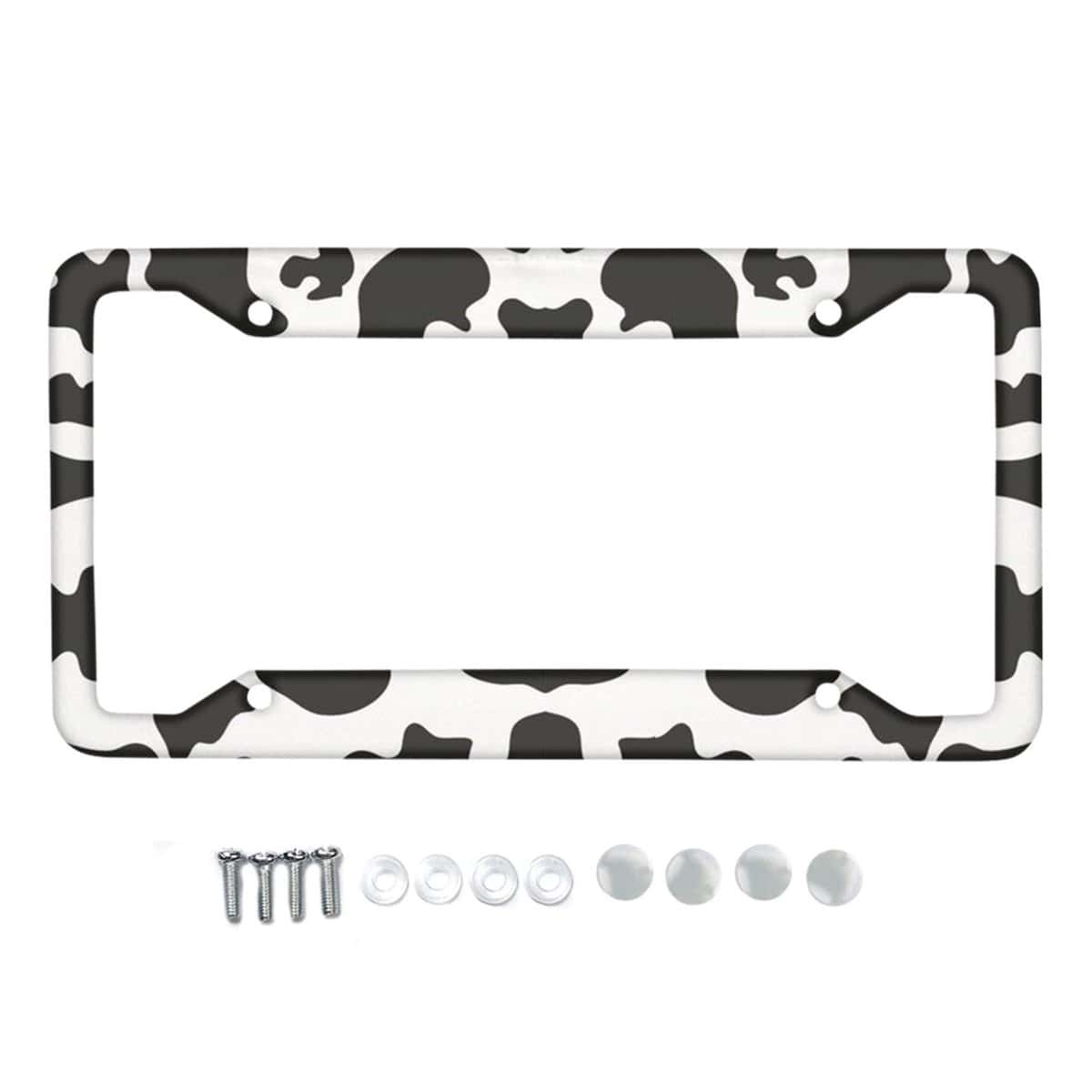HUGS IDEA Auto Car Tag Frame for Women Men Gifts Metal License Plate Frame Holder Funny Cow Lover Printed License Plate Frame with 4 Holes and 4 Screws