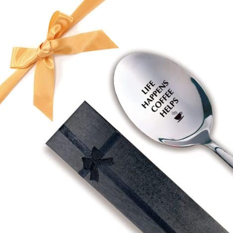 Coffee Aid Spoon – Engraved with Humor, Ideal Gift for Coffee Lovers, Baristas, and Festive Occasions.