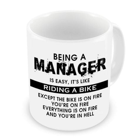 GrassVillage Simplifies Managership – It’s Like Riding a Bike! Funny, Sarcastic 11oz Mug in White.