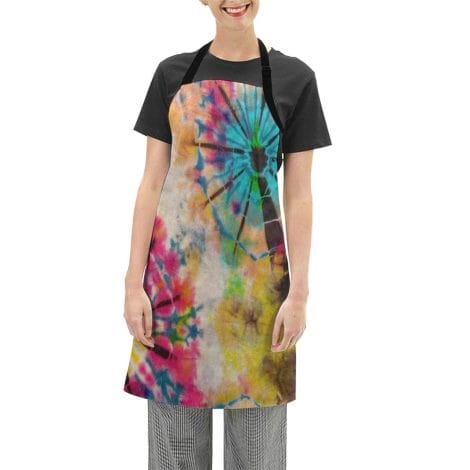 Rainbow Tie Dye Vintage Apron, Adult Size, Perfect for Cooking, Painting, and Gifting. Fits All.