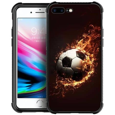 DJSOK Football Fire iPhone 7 Plus Cases, designed for Men and Women Fans, safeguard your phone against scratches and shocks.