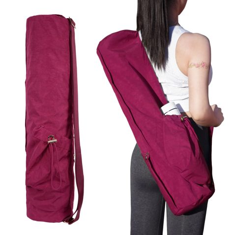 Get ready for yoga with the versatile EnjoyActive yoga mat bag. It’s water-resistant, has multiple pockets, and an adjustable strap. Available in various colors for both women and men.