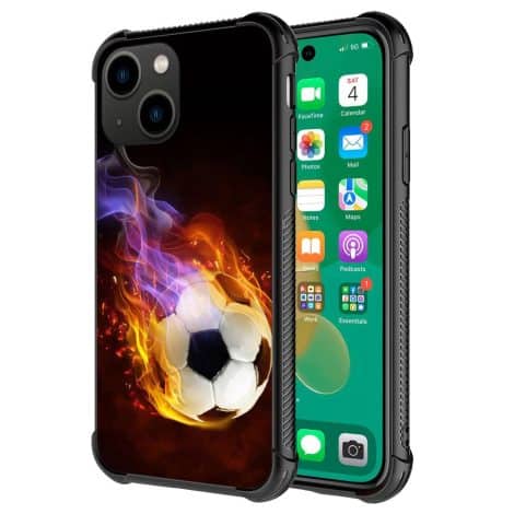 DJSOK Football Blaze iPhone 14 Pro Case: Stylish, durable and shockproof cover for Indian men, women, and teens.