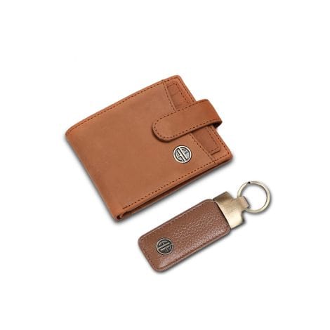 HAMMONDS FLYCATCHER Combo – Authentic Leather Wallet and Keychain – Perfect Gift for Indian Men – Trendy accessories for personal and vehicle use – Sandy Brown