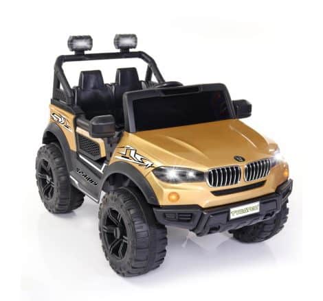 TYGATEC Electric Battery Operated Jeep for Kids (2-6 years) – Metallic Painted Ride on Car with Music, Lights, Bluetooth, and Remote Control.