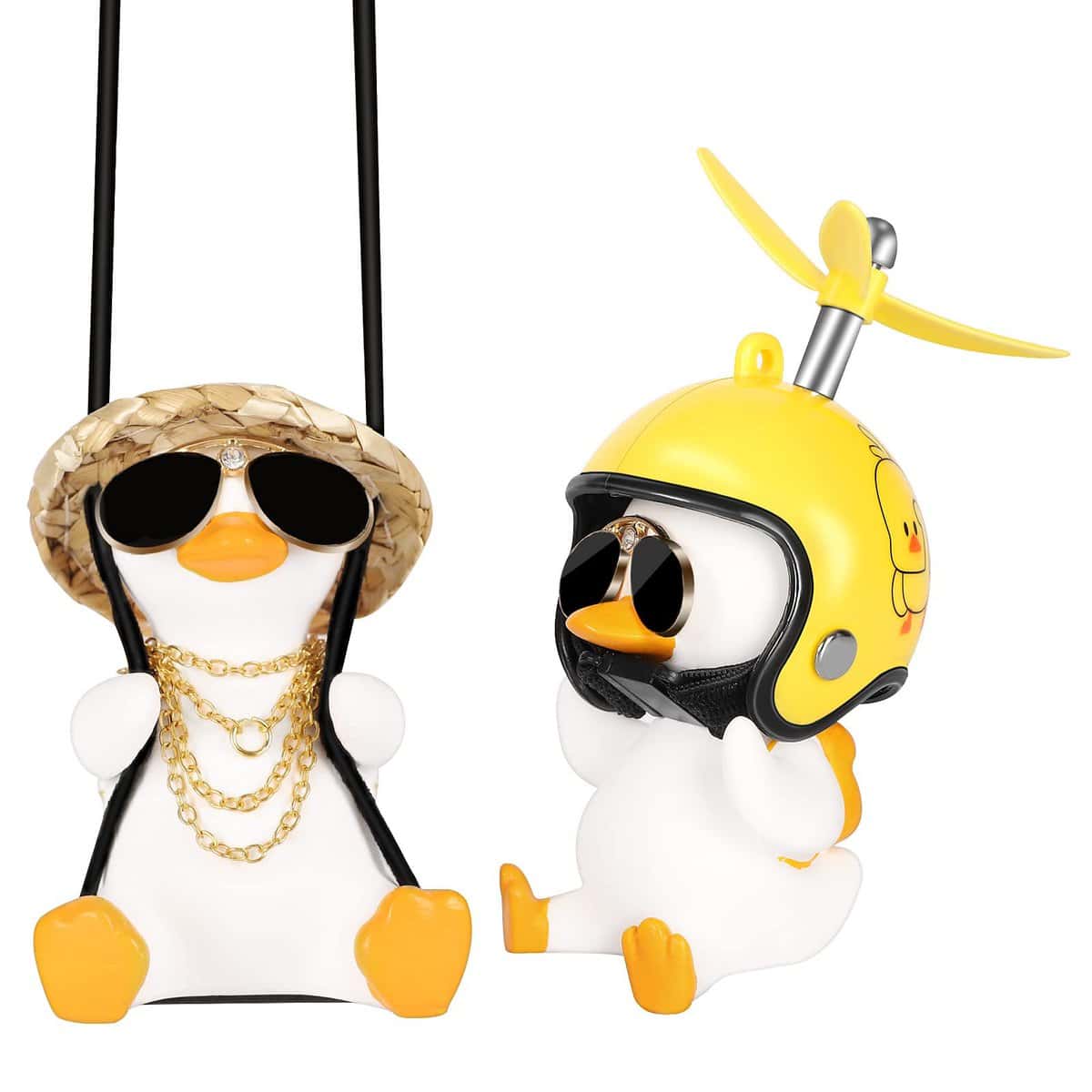 Swing Duck Car Hanging Ornament, HOHOTIME 2Pcs Car Decor Swing Duck Car Ornament Cute Swing Duck Car Pendant Decoration Car Flying Duck Rear View Mirror Hanging Accessories Car Supplies(Classic Style)