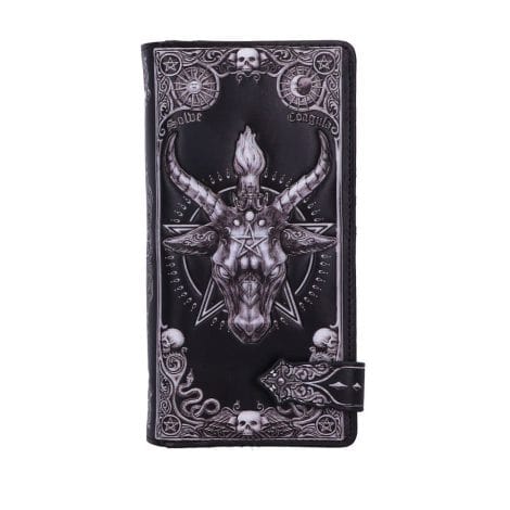 Black Embossed Baphomet Purse from Nemesis Now, measuring 18.5cm, perfect for stylish Indian users.