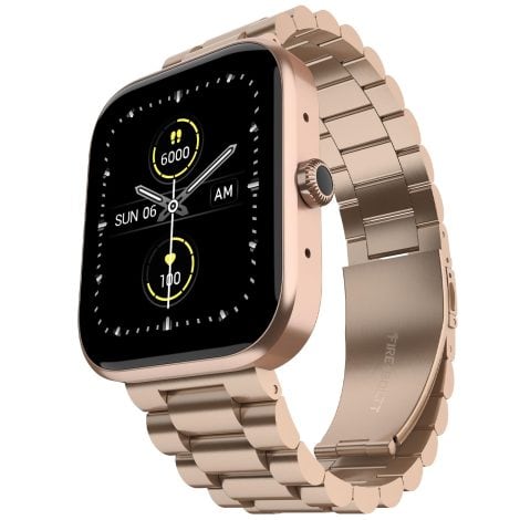 Fire-Boltt Encore Stainless Steel Smart Watch, equipped with advanced features for Indian consumers, in rose gold color.