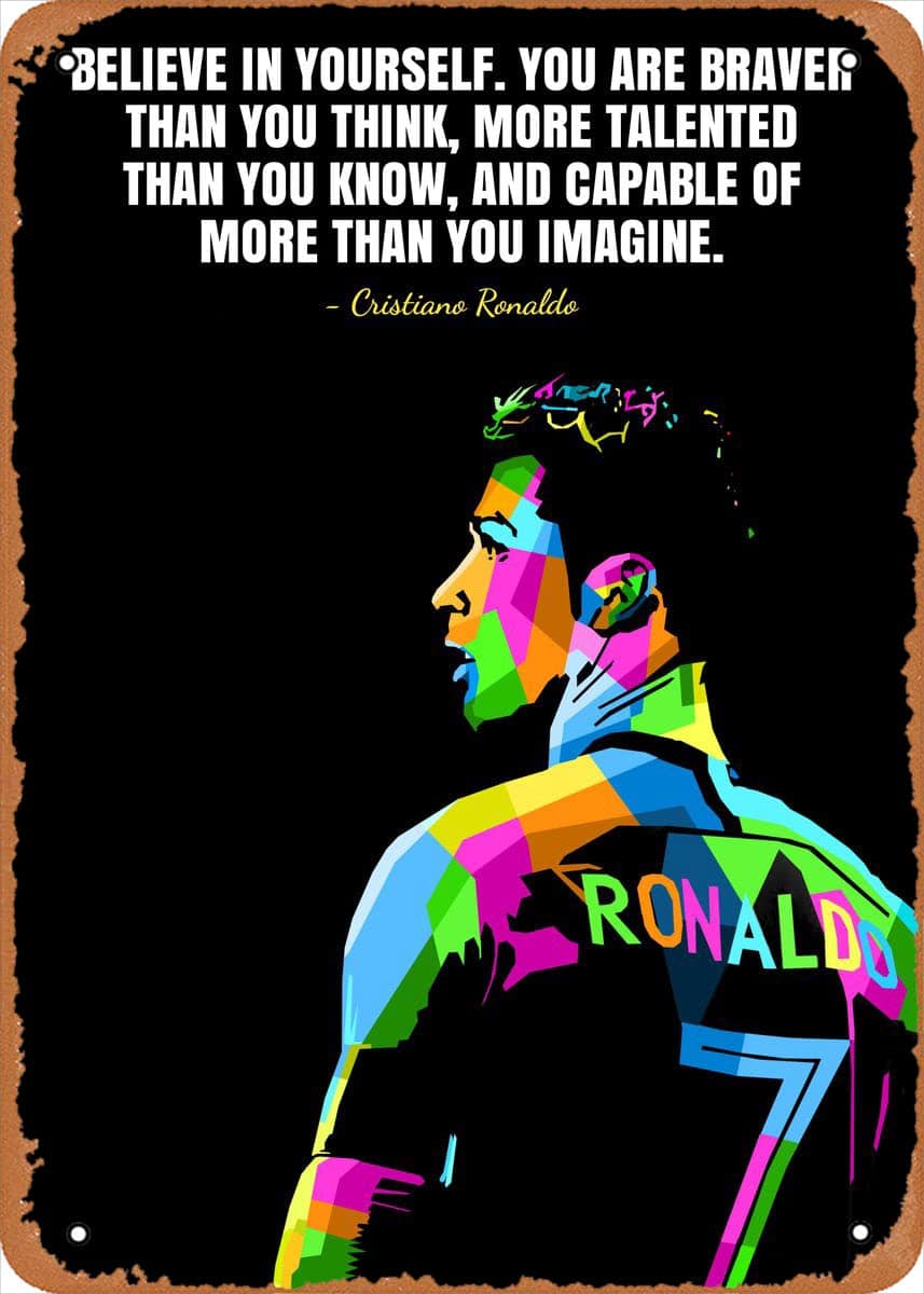 Ysirseu Cristiano Ronaldo Quotes Metal Tin Sign 8 x 12 in Quotes Vintage Poster Man Cave Decorative