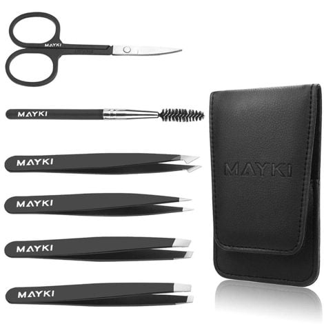 MAYKI offers a 6-piece set of high-quality eyebrow tweezers for precise hair removal. Perfect for Indian consumers.