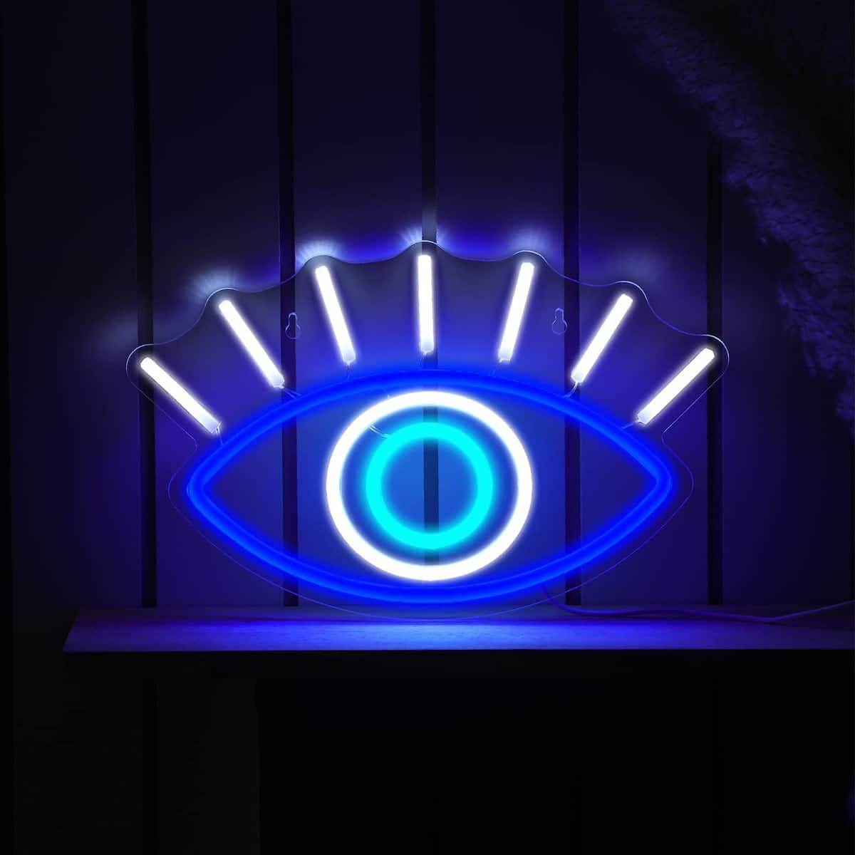 Geelin Evil Eyes Neon Sign LED Light Signs Wall Decor USB Powered Neon Wall Signs Blue White Evil Eye in Sign Decor for Christmas Gifts Bedroom, Living Room, Kids Room, Wedding, Birthday Party Decor