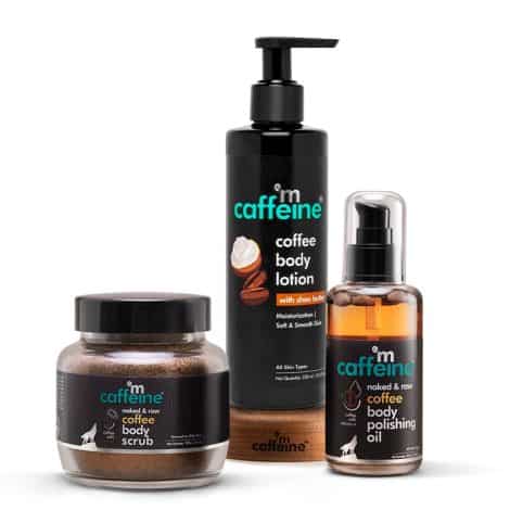 3-step Body Care Routine for Men & Women with mCaffeine’s Coffee Body Toning & Polishing Kit. Suitable for all skin types.